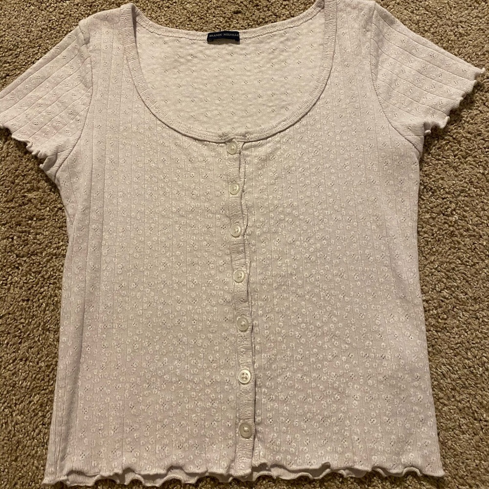 Brandy Melville light pink floral zelly top